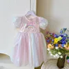 Enfants fille robe fête d'anniversaire robe de mariée pour fille princesse robes de soirée enfant vêtements Tulle aile robe enfants fête porter 2-8y 240109