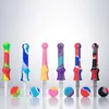 Glassvape666 SI003 Pipe à fumer en silicone avec capuchon 14 mm Clou à quartz en céramique Coloré Dab Rigs Tuyaux à main en silicone