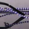 60cm Long Fashion Crystal Beads Beaded Glasses Eyeglasses Sunglass Spectacles Chain Holder Neckchain (blue+clear)