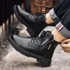 Rétro cuir marron pour hommes rue mode fermeture éclair hommes cheville automne confortable haut moto bottes homme