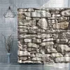 Cortinas de chuveiro de parede de pedra de tijolo cortina de chuveiro vintage país americano retro padrão de impressão telas de fundo de jardim decoração de banheiro personalizada