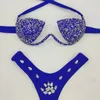 Nieuw heet diamant tweedelig badpak met modieus paillettenontwerp sexy bikini set effen hoge taille push-up badpak voor dames 240110