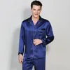 Birdsky 1pc Men piżamas pijamas piżama pj set men odzież nocną długie rękaw 19 mm 100% Mulberry Silk satyn solid s325 240110