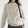 Женские свитера Limiguyue, женский вязаный свитер с нерегулярным воротником, весна-осень, шерстяной кашемировый пуловер на пуговицах, трикотаж, мягкий джемпер для подиума