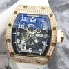 يشاهد Richardmill التلقائي كرونوغرافيا Ristwatches Swiss Made RM030 Men's Watch 18K Rose Gold مع Diamond Set Date 40.7x49.5mm ساعة ميكانيكية أوتوماتيكية 3L9K
