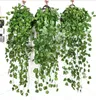 Konstgjorda murgröna lövverk gröna lämnar falska hängande Emalation Flower Vine Plant Rattan Wedding Party Garden Decor Wall Mounted Supply5461916