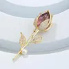Broches mode haut de gamme cristal Rose broche Micro-incrusté Zircon luxe costume vêtements accessoires bijoux en gros