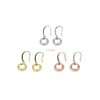 Stud 5-8mm Round Prong Bezel Rose Gold Plated Solid 925 Sterling Silver Hook Earrings Blomma inställningar för Gemstone Moissanite 1706041 YQ240110