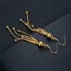 2024 New Long Tassel Dangle Earrings for Women 14k Yellow Gold Wedding Drop Earing Korean Fashion Jewelry Gifts