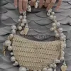 Shoulder Bags Fairy Pearl Conch Grass Woven Bag Handheld Crossbody Bag Small Mobile Phone Bagblieberryeyes