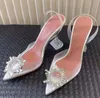 letterg Amina Muaddi sandales haut de gamme chaussures habillées de créateur nœud papillon cristal diamant décoration PVC Transparent