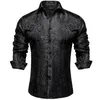 Chemises habillées en soie Paisley noire à manches longues pour hommes, chemise sociale de smoking décontractée, vêtements de luxe de styliste pour hommes 240109