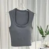 Damen Tanks Frauen Sexy Low-Kragen Ärmelloses Square Neck Camisole Tank Tops Solide Top Weibliche Sommer Mit Pad Schlanke BottomingTops