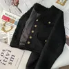 Pants Korean Fashion Short Tweed Jacket Women 2023 Autumn Winter LongSleeved Tassel Black Basic Chic Coats SingleBreasted Outerwear