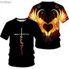 Heren T-shirts Mode Jesus Cross Patroon T-shirt Voor Mannen Grappige 3D Wing Printing Korte Mouw Tops Casual O-hals losse T-shirts Zomer PulloverL240110