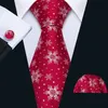 Christmas Silk Men Tie Handkerchief Cufflinks Handkerchief Set Red Blue Green Gold Snowflake Necktie Pocket Square Barry. Wang 240109