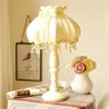 Lampes de table princesse européenne dentelle moderne salon chambre lumières vintage tissu ombre étude chevet bureau déco luminaires
