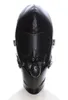 Women039s Black Leather Mask Sex Fetish Male Cosplay Slave Choking Game Port Ball Adjustable PU Masks Cosply Toy Mask For Coupl4918103