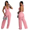 2024 Designer Sexy Backless Jumpsuits Dames Lente Halter Bodycon Rompertjes Mouwloze diepe V-hals Overalls Nachtclubkleding Bulk Groothandel Kleding 10539