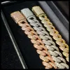 Custom hiphop chain iced out 18k yellow/rose/white gold AU750 moissanite diamond cuban link bracelet for men