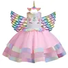 Baby Girls Unicorn Tutu Dress Pastell Rainbow Princess Girls Birthday Party Dress Bilder Halloween Unicorn Utför kostym 240109