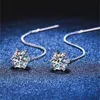 Stud ZFSILVER Mode 925 Argent Blanc Moissanite Classique Dangle Patte 4 Oreille Ligne Boucle D'oreille Pour Femmes Accessoires Parti Bijoux Cadeau E050 YQ240110