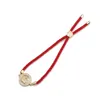 Charme Pulseiras Cubic Zirconia Cristal Oco Linda Coroa Pulseira Mulher Banhado A Ouro Latão Sorte Red String Bonito Moda CZ Jóias