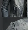 Veste en jean pour hommes, tendance rétro, mode décontractée, col montant, fermeture éclair, beau vêtement de motard d'équitation, hauts 2023, 240109