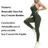 Femmes combinaison Fitness entrecroisé dos nu body femme Gym athlétique actif Sport vêtements de Sport siamois fille Sexy 240109