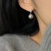 Studörhängen 925 Silverpläterad Elegant Zircon Pearl Bead Earring for Women Party Wedding Jewelry EH2295