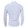 Herrskjorta lyxig avslappnad formell långärmad Slim Fit Business Dress Shirts Tops Pend Office Work Shirt Topps Male Clothing 240109