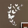 Autocollants muraux papillon miroir autocollant 3d tridimensionnel mode décoration de la maison combinaison bricolage art décoratif papier peint décalcomanie