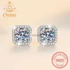 Stud Oyino nuevo S925 plata esterlina moissanita bolso cuadrado Simple moda pendientes antialérgicos para mujeres YQ240110