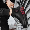 Sneakers alte da uomo alla caviglia alla moda nera alla moda con piattaforma casual Stivali eleganti in pelle impermeabile elastica da uomo