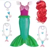 Little Mermaid Girls Halloween Costume Fancy Carnival Easter Party Kids Cosplay Dress for 240109