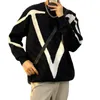 Pull en tricot surdimensionné hommes Style coréen conception col rond décontracté pull ample automne hiver mode haut en tricot vêtements pour hommes 240110