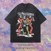 ハイストリートファッションブランドパーソナリティプリントビンテージ半袖TシャツメンズアンドレディースカジュアルハーフスリーブベースTシャツ