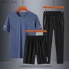 Tute da uomo 2023 Tuta da 3 pezzi Set da uomo Set sportivo da corsa Palestra Nuova estate Bambù in cotone da uomo T-shirt a maniche corte Pantaloni sportivi Completo Q230110