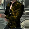 Mode Mäns långärmad skjorta Trend Design Starry Sky Luxury Shirts Men's Social Street Casual 2023 Lapel 240109