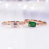 Cluster Rings Luxury 1 Emerald Moissanite Ring With Certificate 925 Sterling Silver Rose Gold Plated For Women Fine Jewelry Vintage