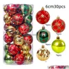 Décorations de Noël boules 6cm balles d'arbre en plastique en plastique étanche balles suspendues pour les fournitures de fête de vacances du festival 30pcs drop délivre dhonq