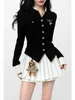 Work Dresses Black Vintage Two Piece Set Women Japanese Short Blazer Coat Mini Skirt Suit Female Casual Korean Fashion Sexy Kawaii 2024