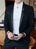 Varış Erkek Blazer Ceket Takım Düğün Prom Partisi Slim Fit Akıllı Sıradan Erkek Ev Sahne Kulübü 240110