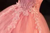 Summer Pink Quinceanera klänningar elegant utanför axeln Party Dress Sweet Flower Ball Gown Classic Lace Prom Dress 240109