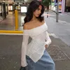 Ins Fashion Hot Sell Women Cape Tops Slash Neck Silny kolor Mikrotansprzedólne długotrwałe koszulki