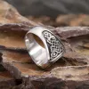 Punk Vintage Knight Riding Ring For Men Boys Gothic 14K White Gold Viking Celtic knot Rings Fashion Jewelry Gift