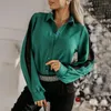 Damenblusen, Damen-Spitzenbluse, langärmliges Hemd, elegante bestickte Strickjacke mit Umlegekragen für das Büro