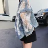 Chaquetas Mujer Summer Streetwear Embroidery Lace Patchwork Sexy Denim Jacket Women Frayed Tassel Loose Korea Blue Jean Coat 3XL 240109