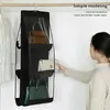 Förvaringslådor 1 st svart handväska hängande arrangör med 6 fickor vikbar oxford tygväska för familjens garderob sovrum