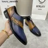 Berluti Business Leather Shoes Oxford Calfskin Handmade Top Quality patchwork color Scritto patterned gentleman's formalwq